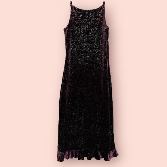 Vintage Y2K Limited Too Velvet Sparkle Dress Homecoming Ruffles Small - Picture 2 of 4